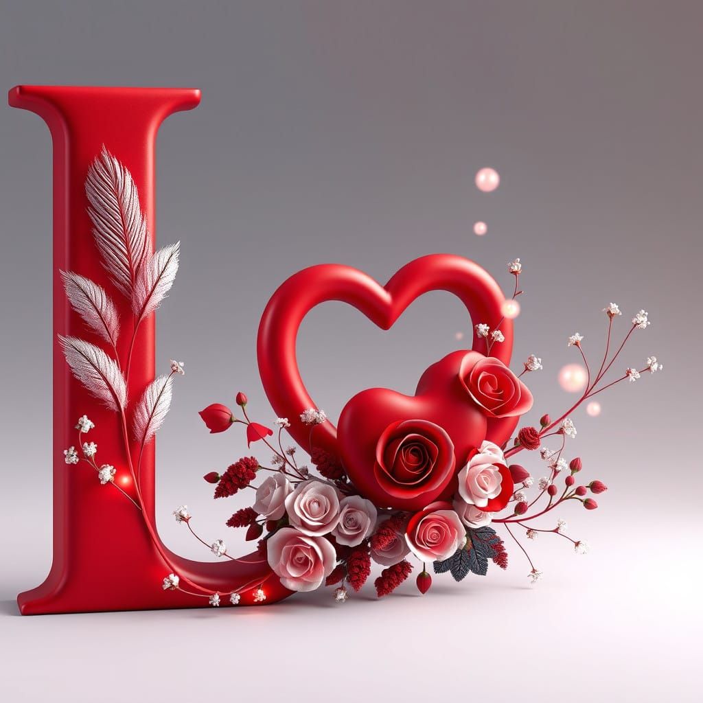 Surreal Red Letter I in a Luminous Fantasy World