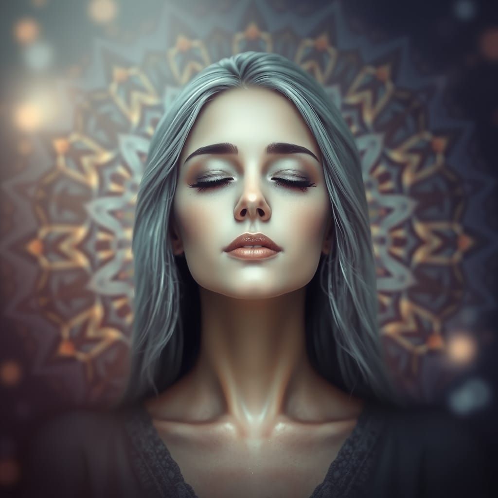 Meditating Woman in Luminous Aura