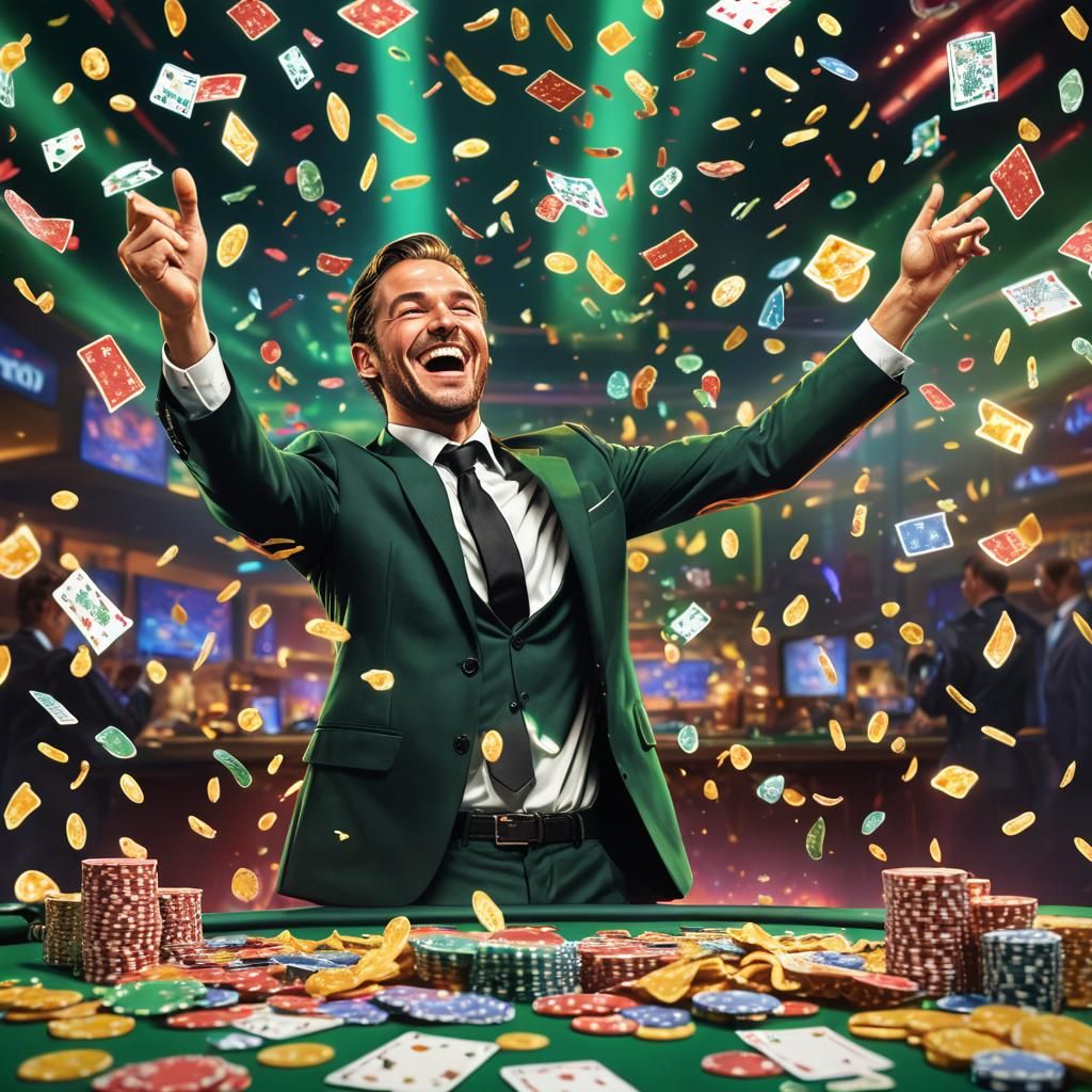 Victorious Blackjack Win in Vibrant Digital Art