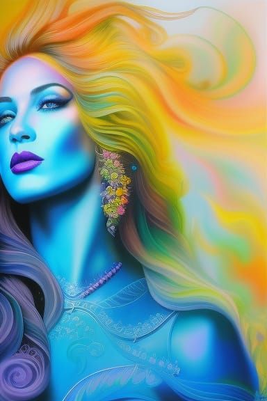 Woman's Face with Flower-Skull Design in Fantasy Art