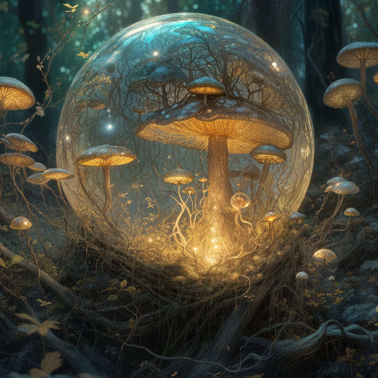 Glowing Magic Orb in Whimsical Fantasy Illustration