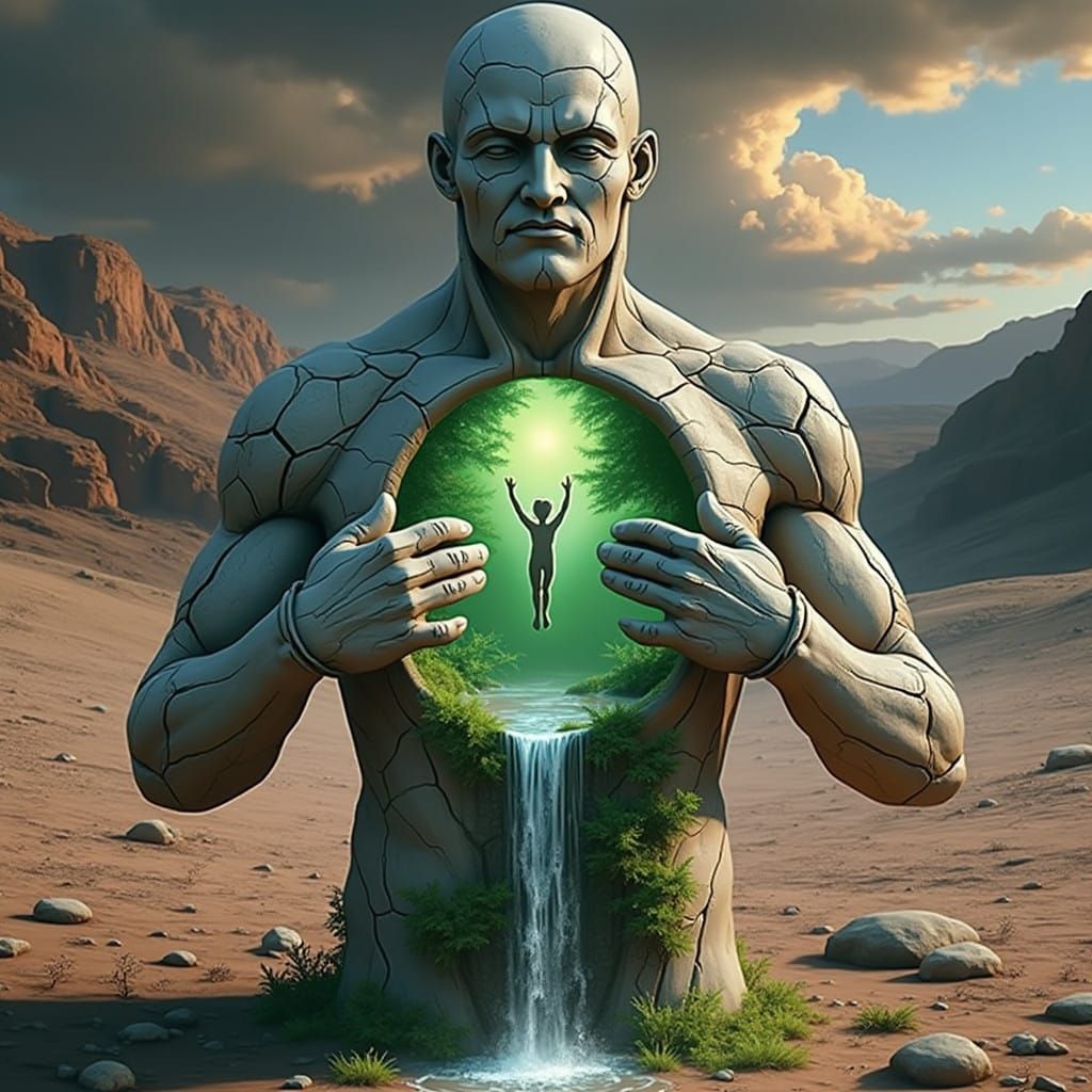 Earthly Guardian with Radiant Oasis