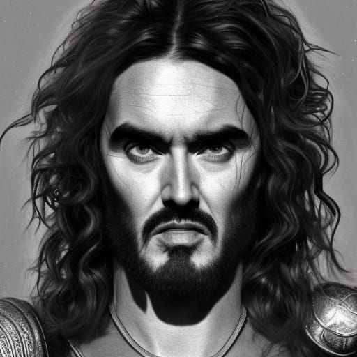 Russell Brand as Achilles in Engraving Style