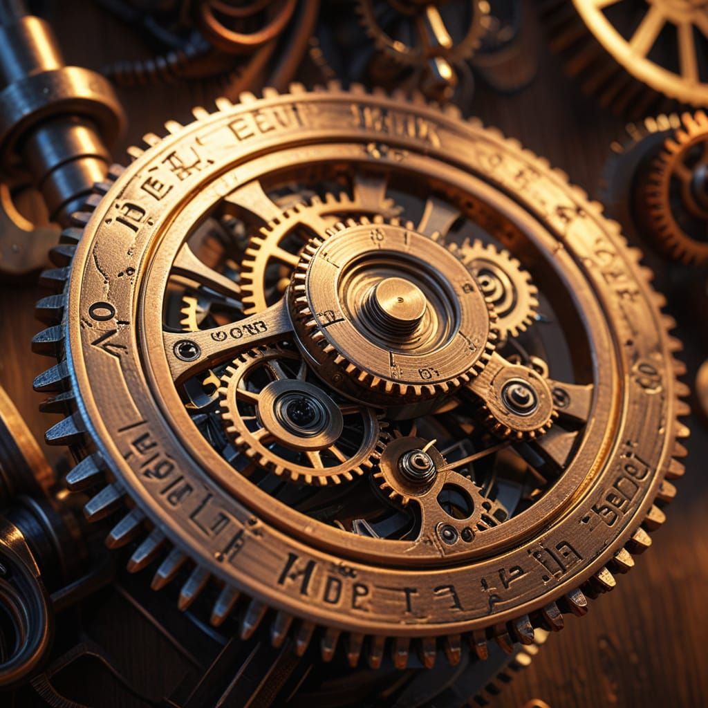 Steampunk Doohickey with Brass Gears and Copper Wires