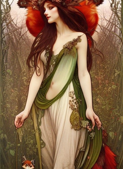 Forest Witch in Art Nouveau Style