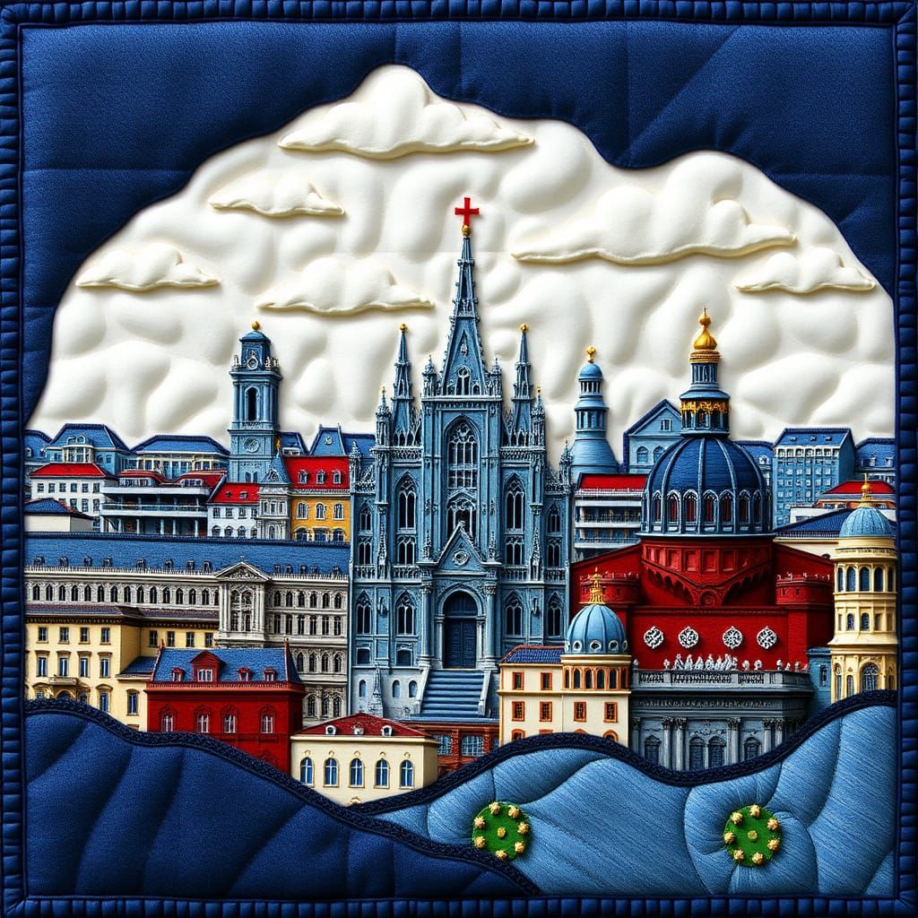 Milan Cityscape in Vibrant Textile Quilling