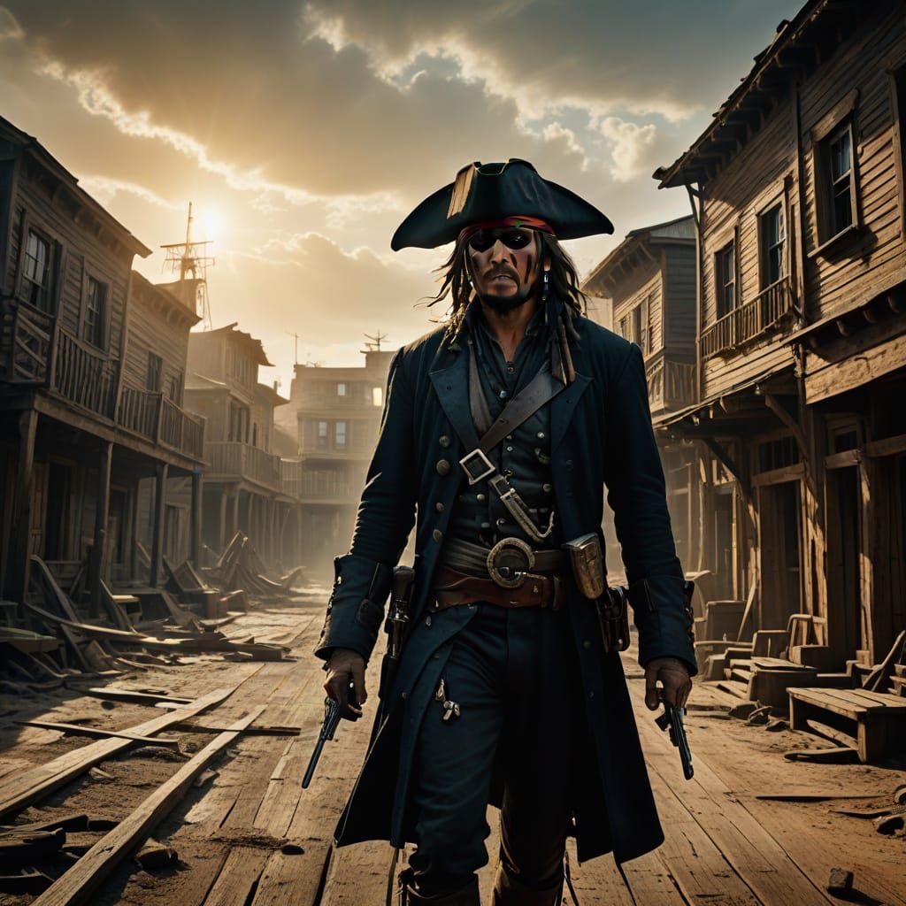 Heroic Showdown in a Deserted Town, Inspired by Caravaggio