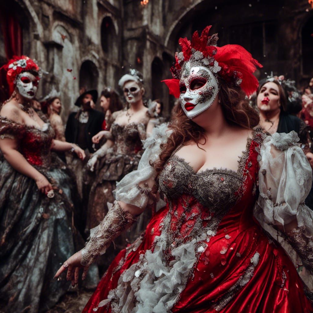 bbw woman dancing wearing Venetian masks on the Fancy dress ...