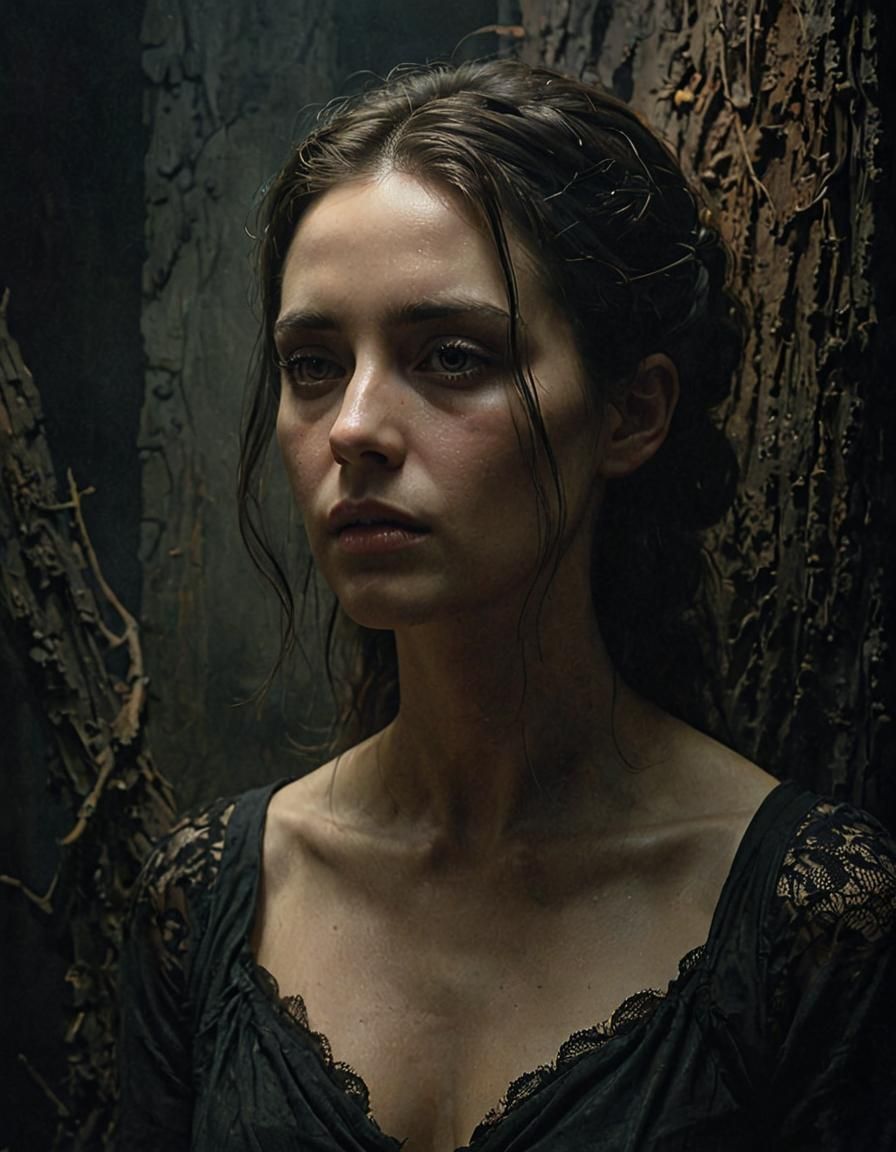 Mystical Woman Portrait in Dark Romanticism Style