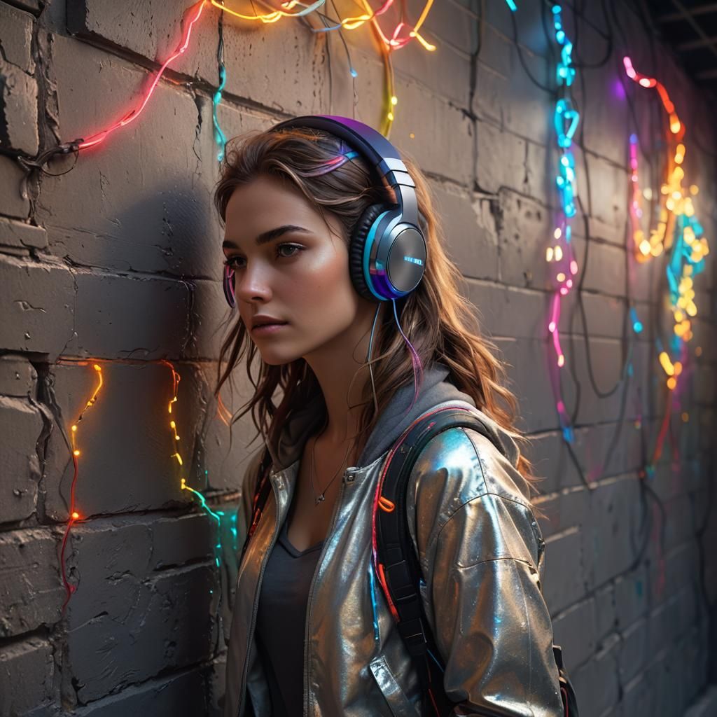 Colorful Headphones in a Fantastical Digital Painting