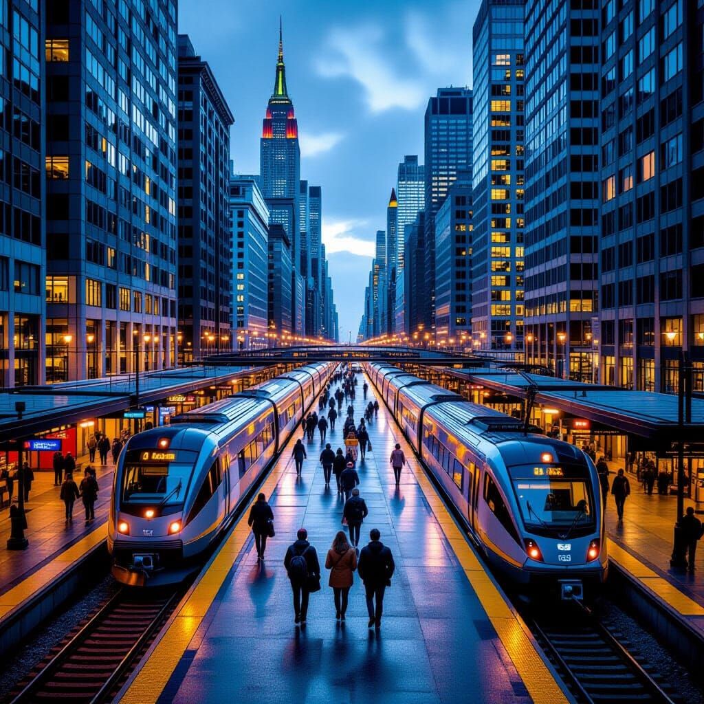 High-Resolution Aerial View of Train Station