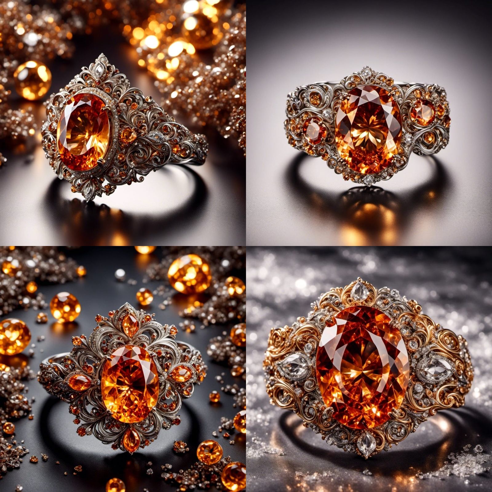 Extravagant Engagement Ring with Citrine Gemstone