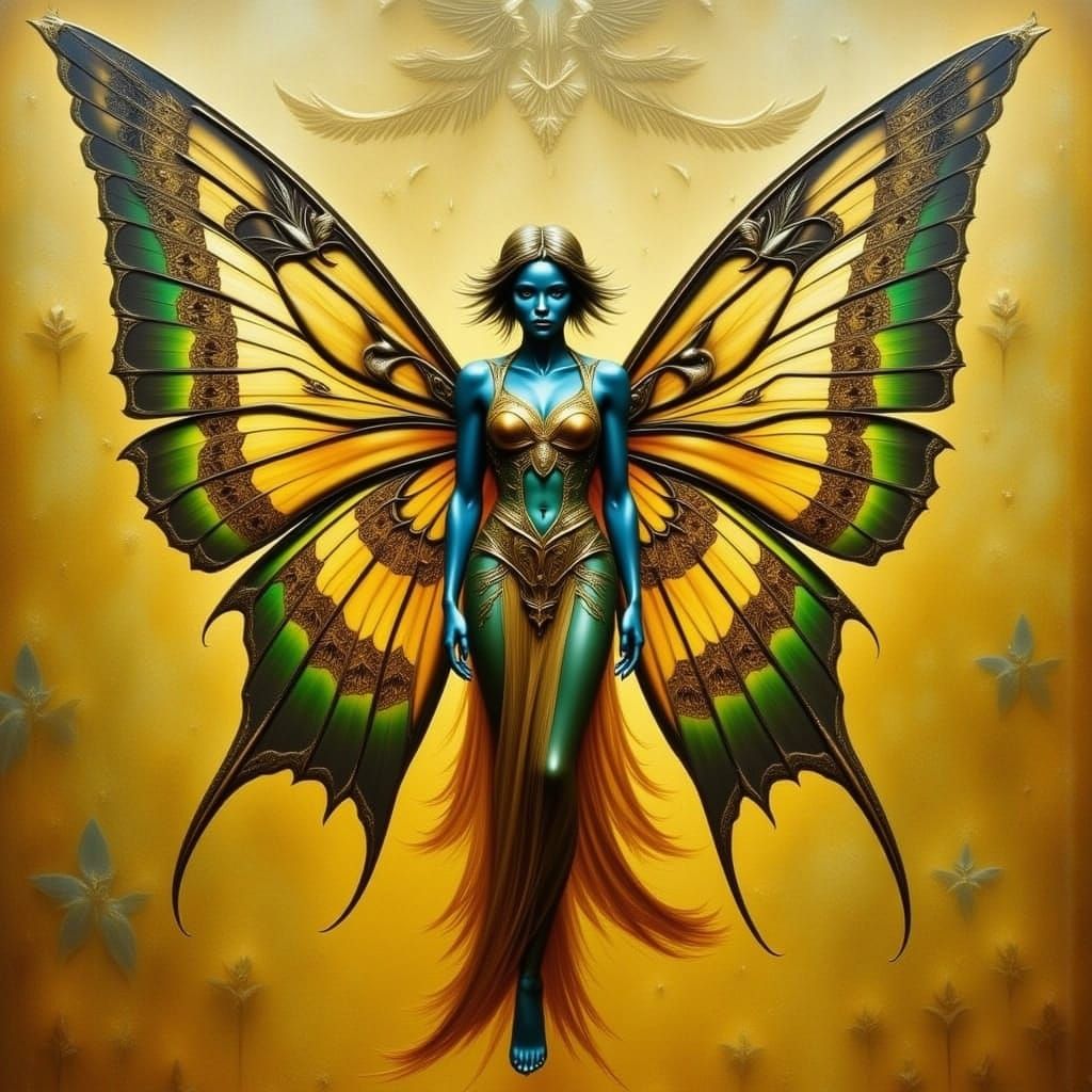 Angelic Butterfly in Art Nouveau Style