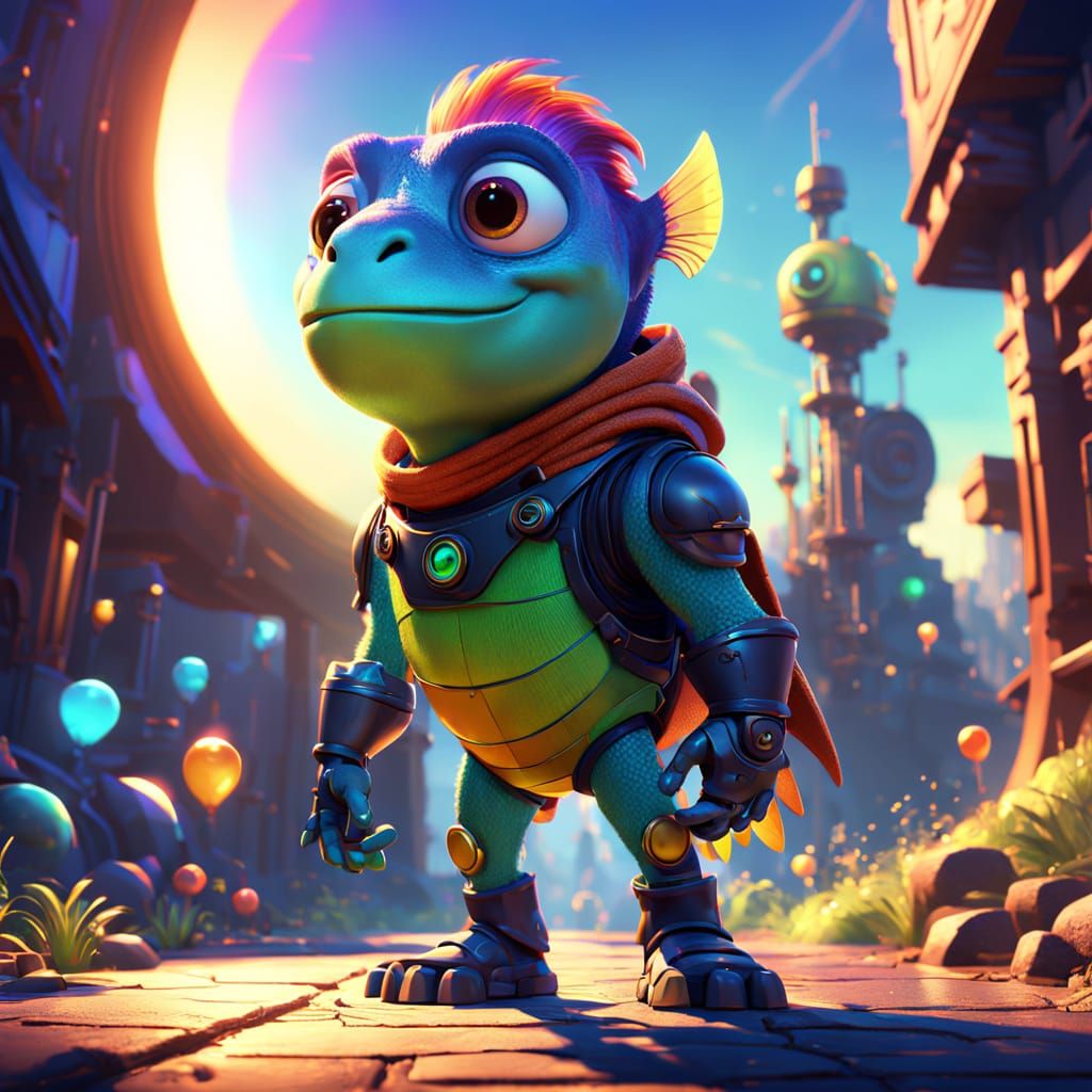 Fantasy Character in Vibrant 3D Digital Art