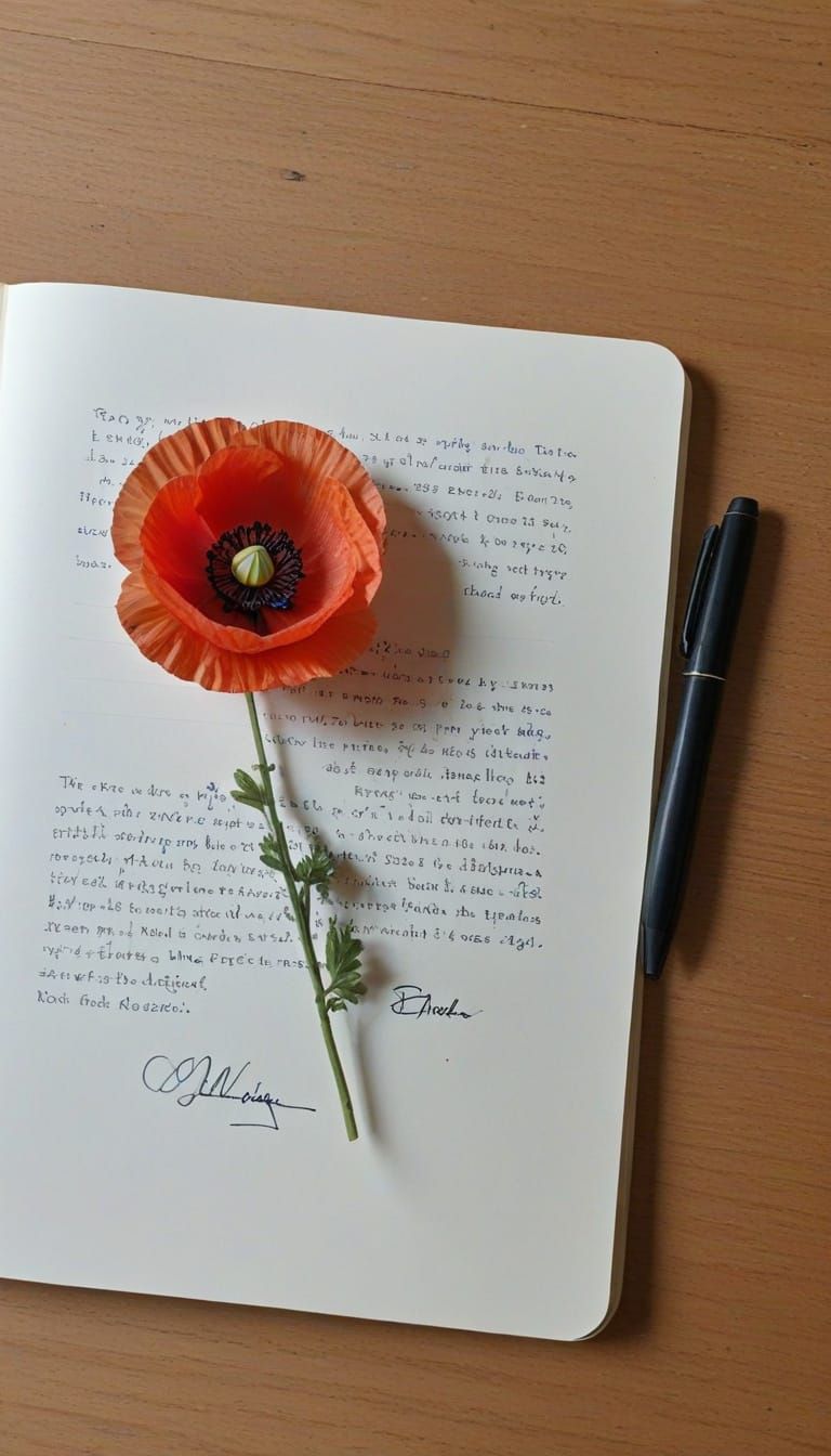 Ephemeral Poppy Blooms in Ink and Wash Style