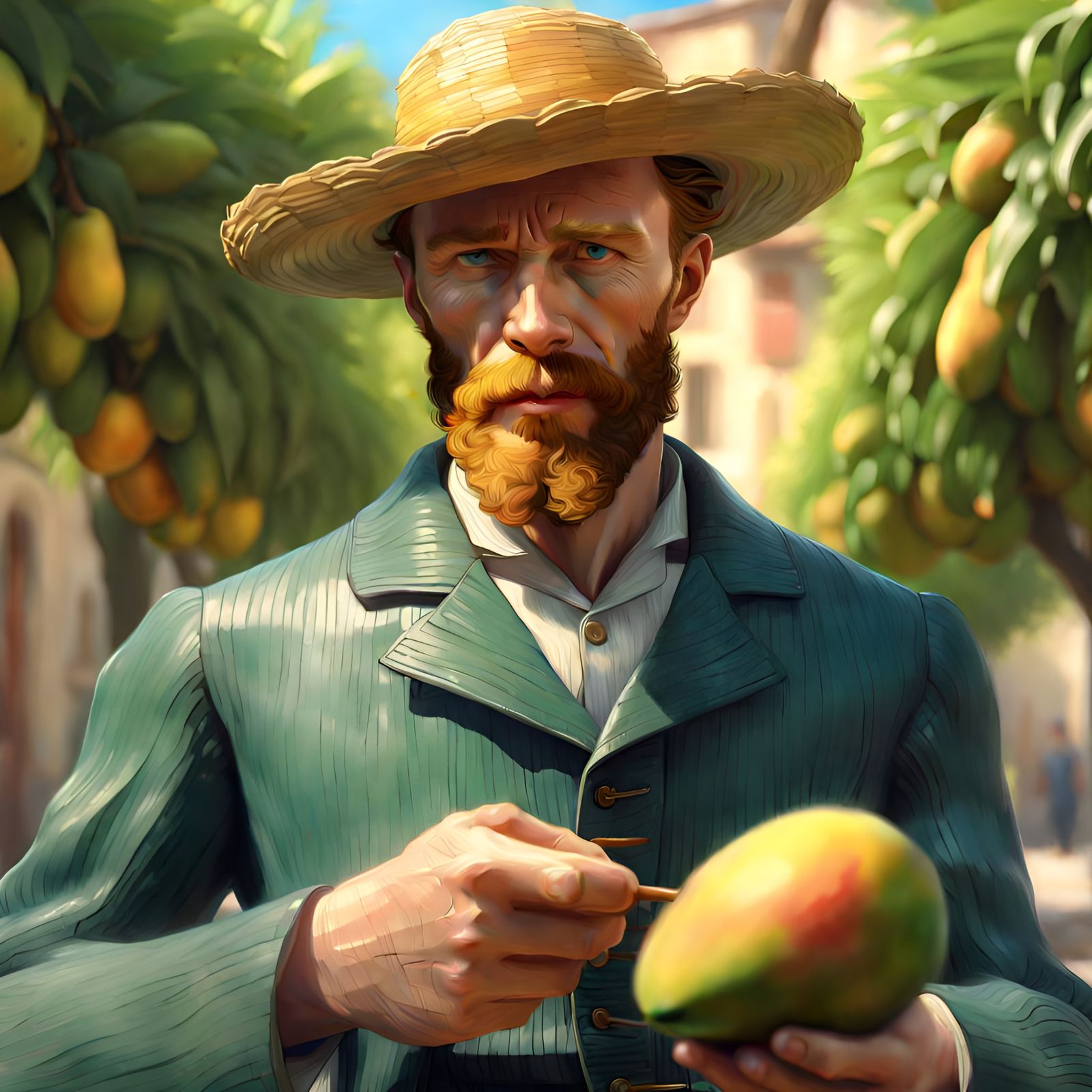 Man with Mango: Detailed 3D Portrait