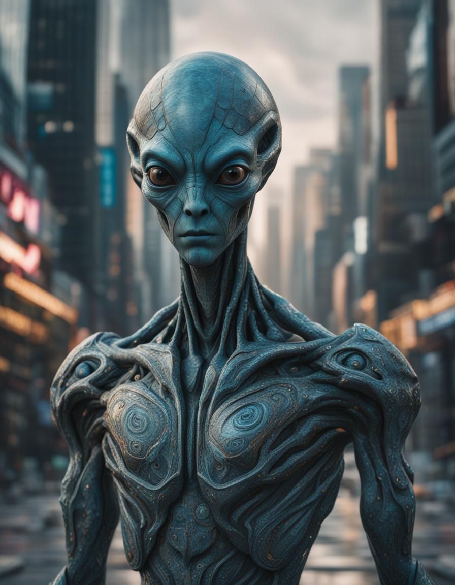 Hyperrealistic Alien Model in Cinematic Innerdimensional Pho...