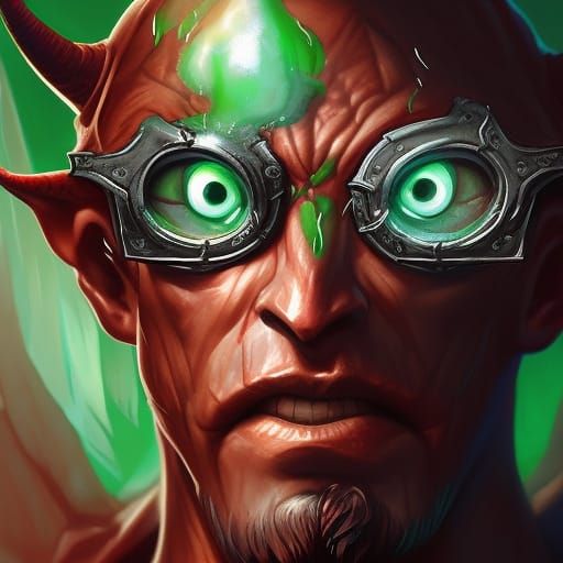 Tiefling Artificer Portrait with Goggles in 8K