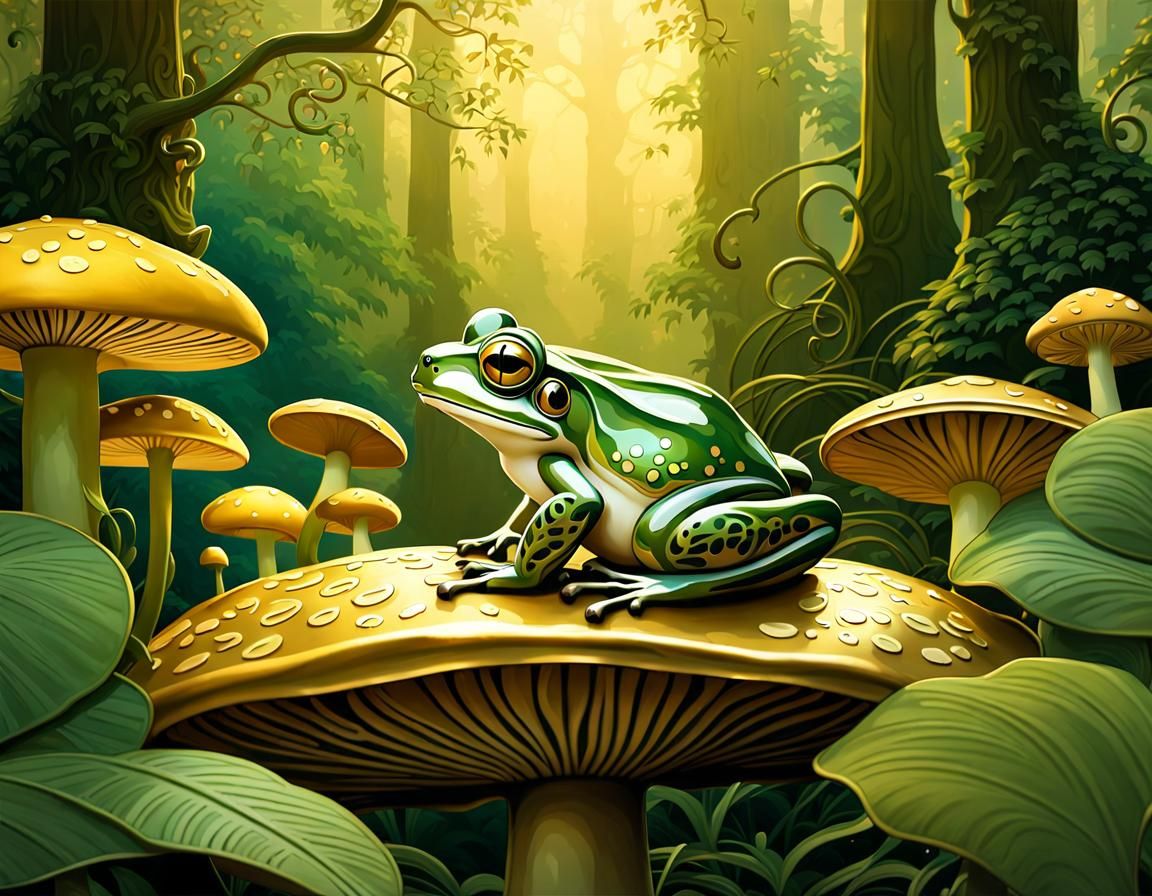 frog art nouveau art deco style, Alphonse Mucha Gustave Doré...