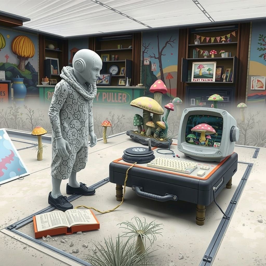 Gum Bungalow and Computer in Hyperreal Style