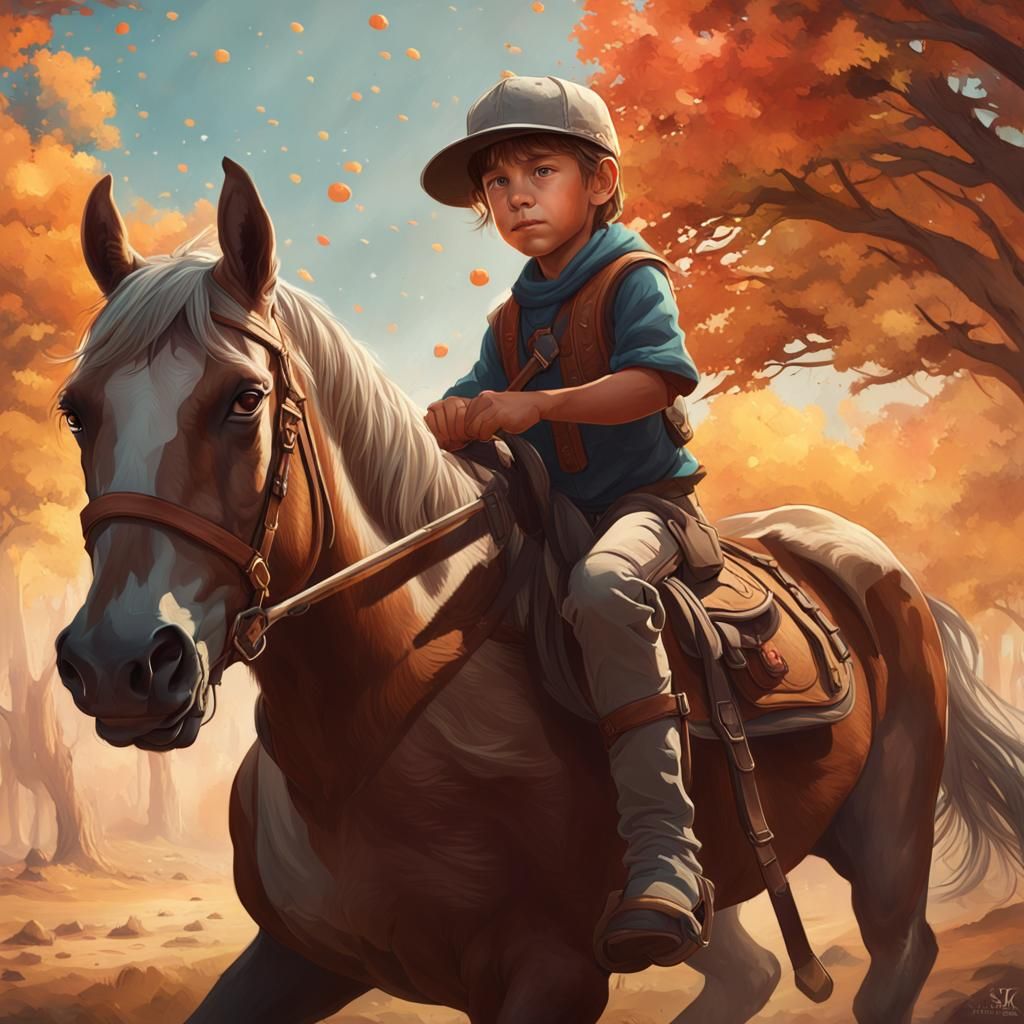 Jim Craig (The man from snowy river) riding a horse as a chi...