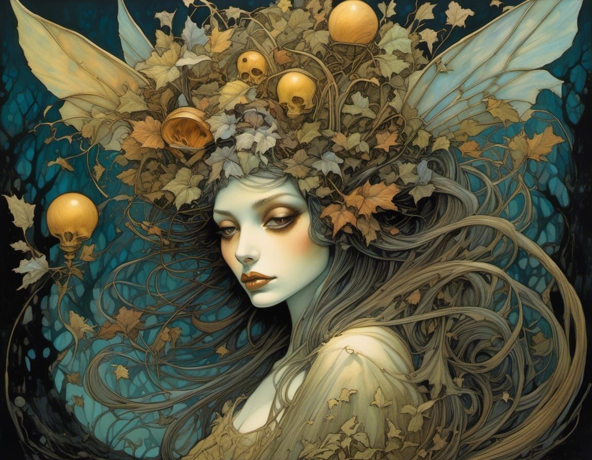 Surreal Fairycore Portrait in Cel-Shaded Style