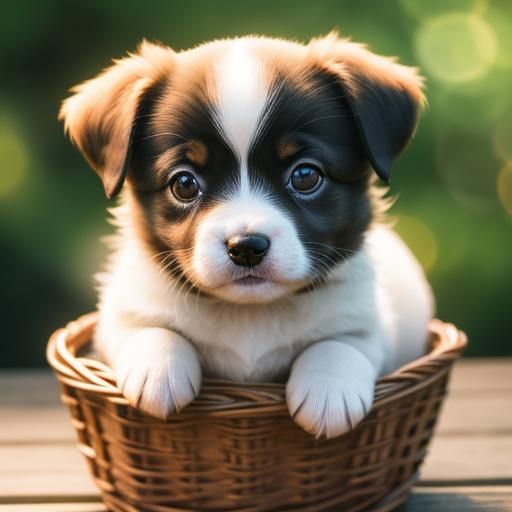 Basket of Puppies: Realistic Professional Photography