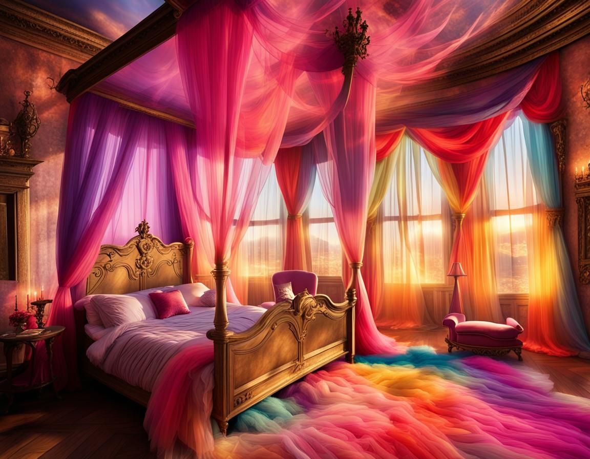 Magical Princess Bedroom in Castle Tower, Cinematic Style