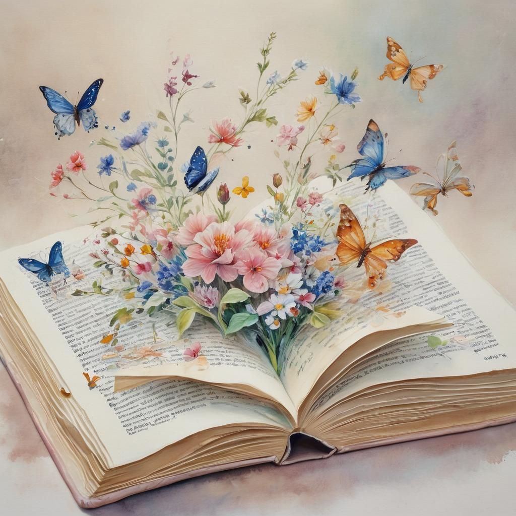 Whimsical Watercolor Book Bursting with Life