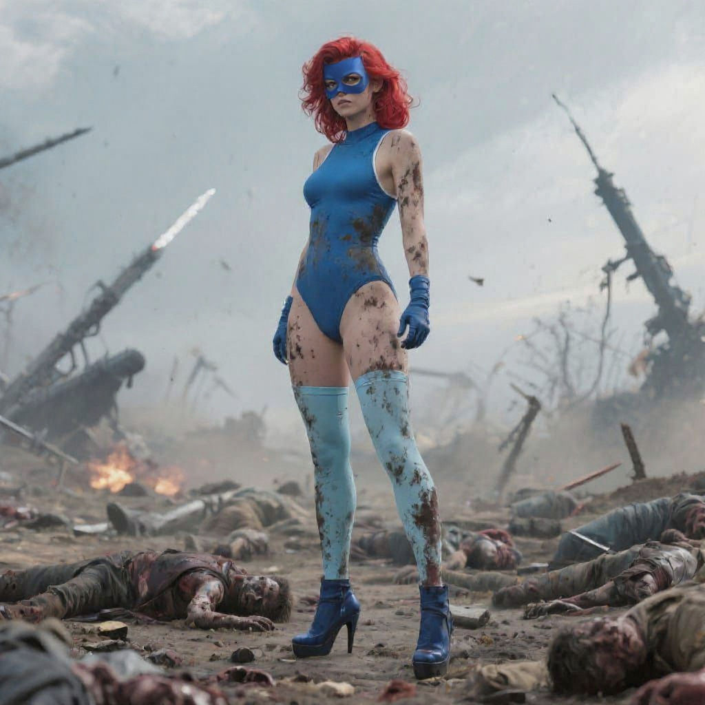 Battle-Worn Superheroine After the Fight