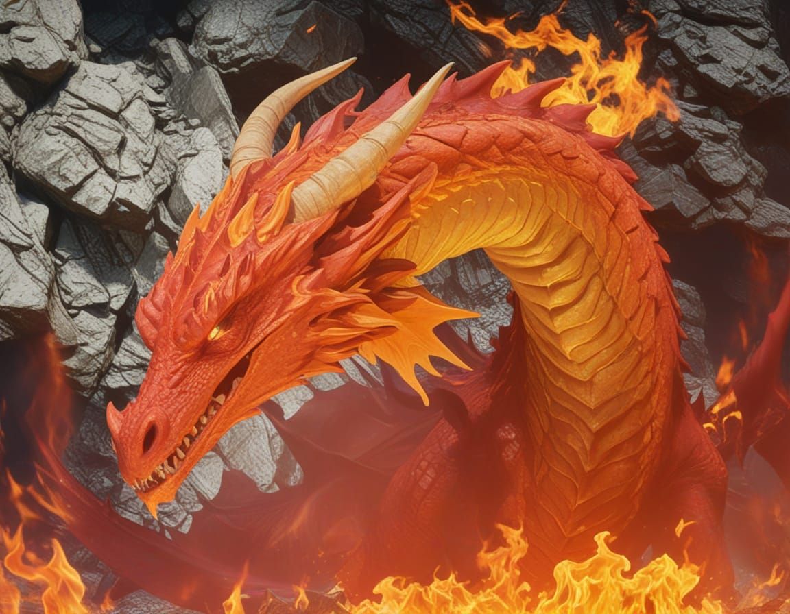 Epic Dragon Emerges from Inferno in Hyperrealistic Poster Ar...