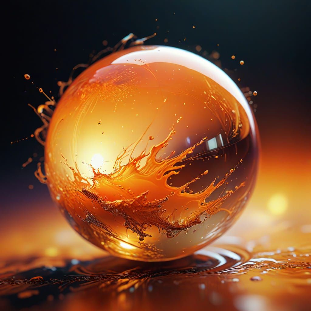 Glowing Orange Orb in Mid-Air