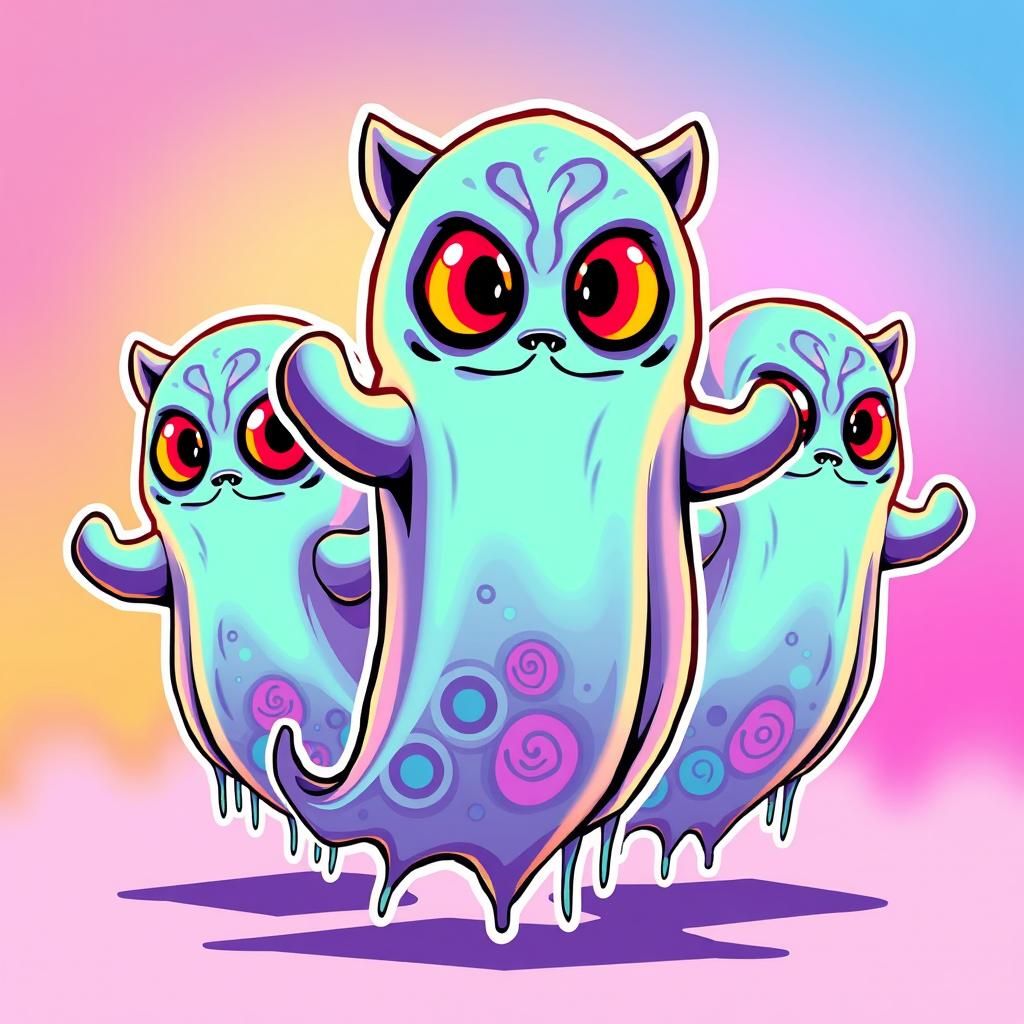 Vibrant Cartoon Ghosts in Parody Illustration