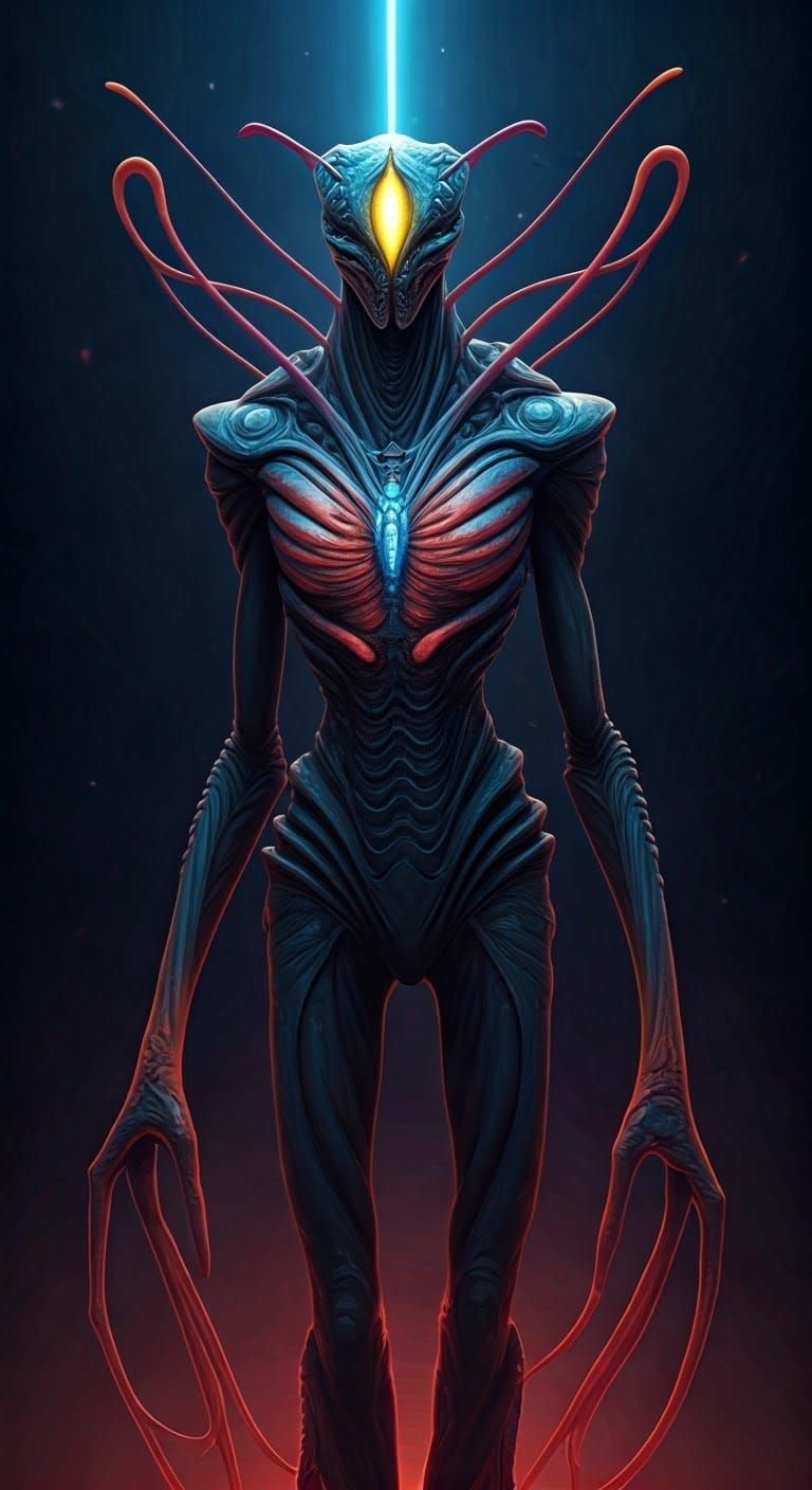 Tall Slender Alien with Colorful Details