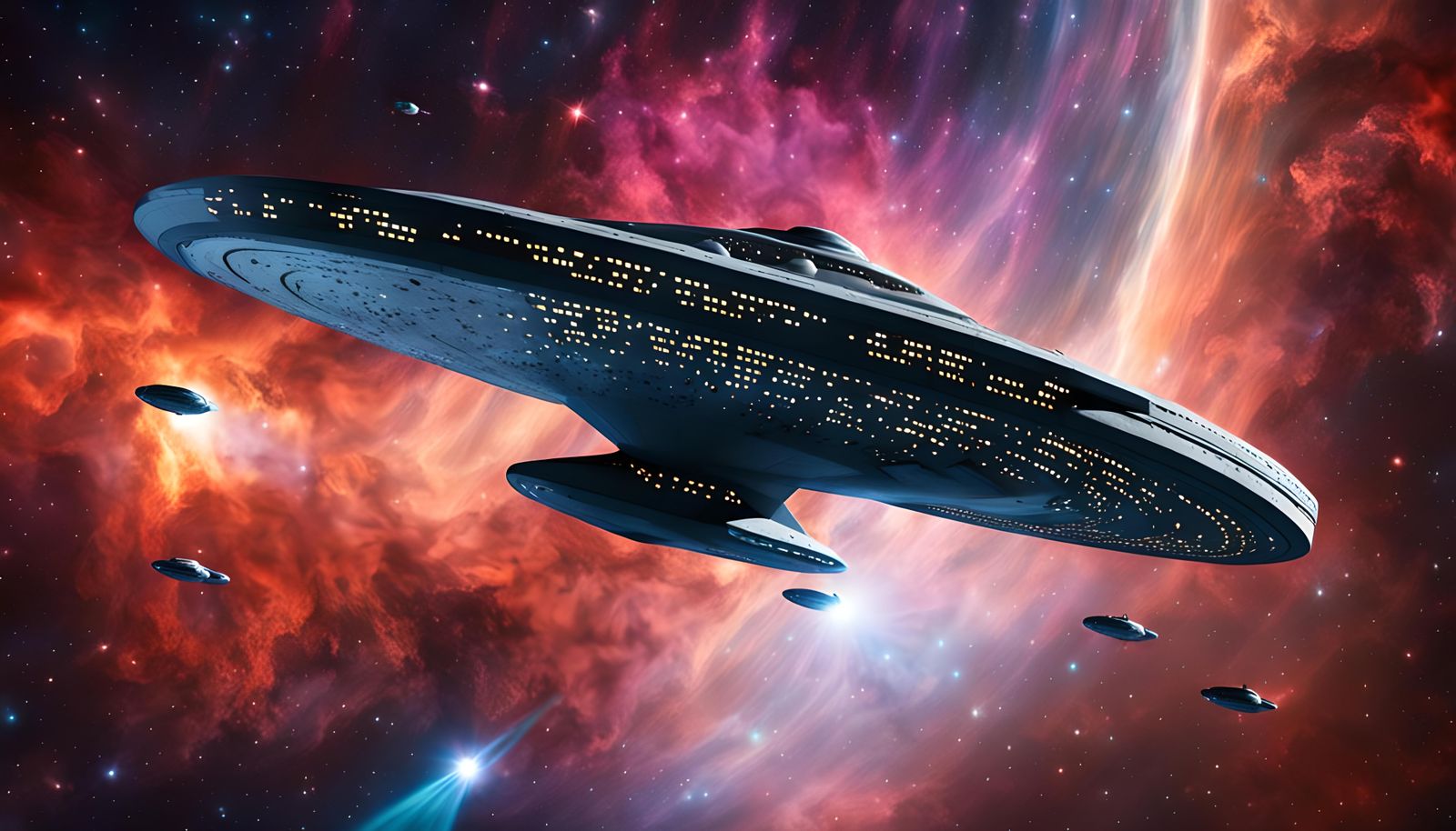 Star Trek Spaceship Emerges from Nebula