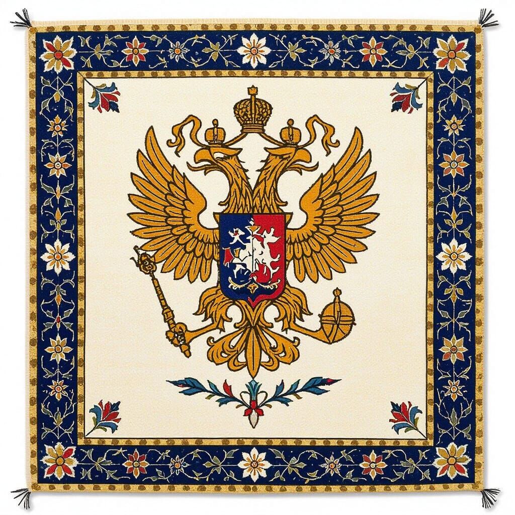 Ornate Eagle Flag with Lilies, Art Nouveau Style