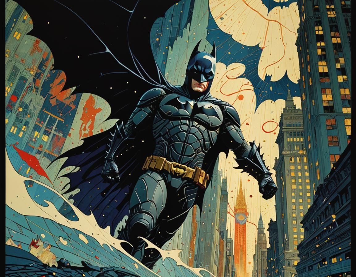 Dark Knight Film Poster in Comic Art Style