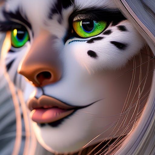 Snow Leopard Goddess in Cinematic 3D Style