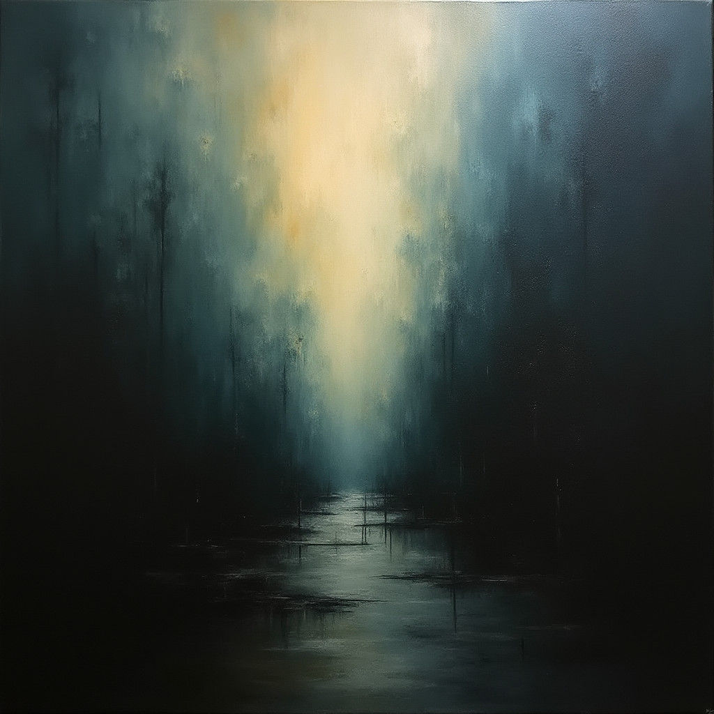 Abstract Painting with Cinematic Film Grain