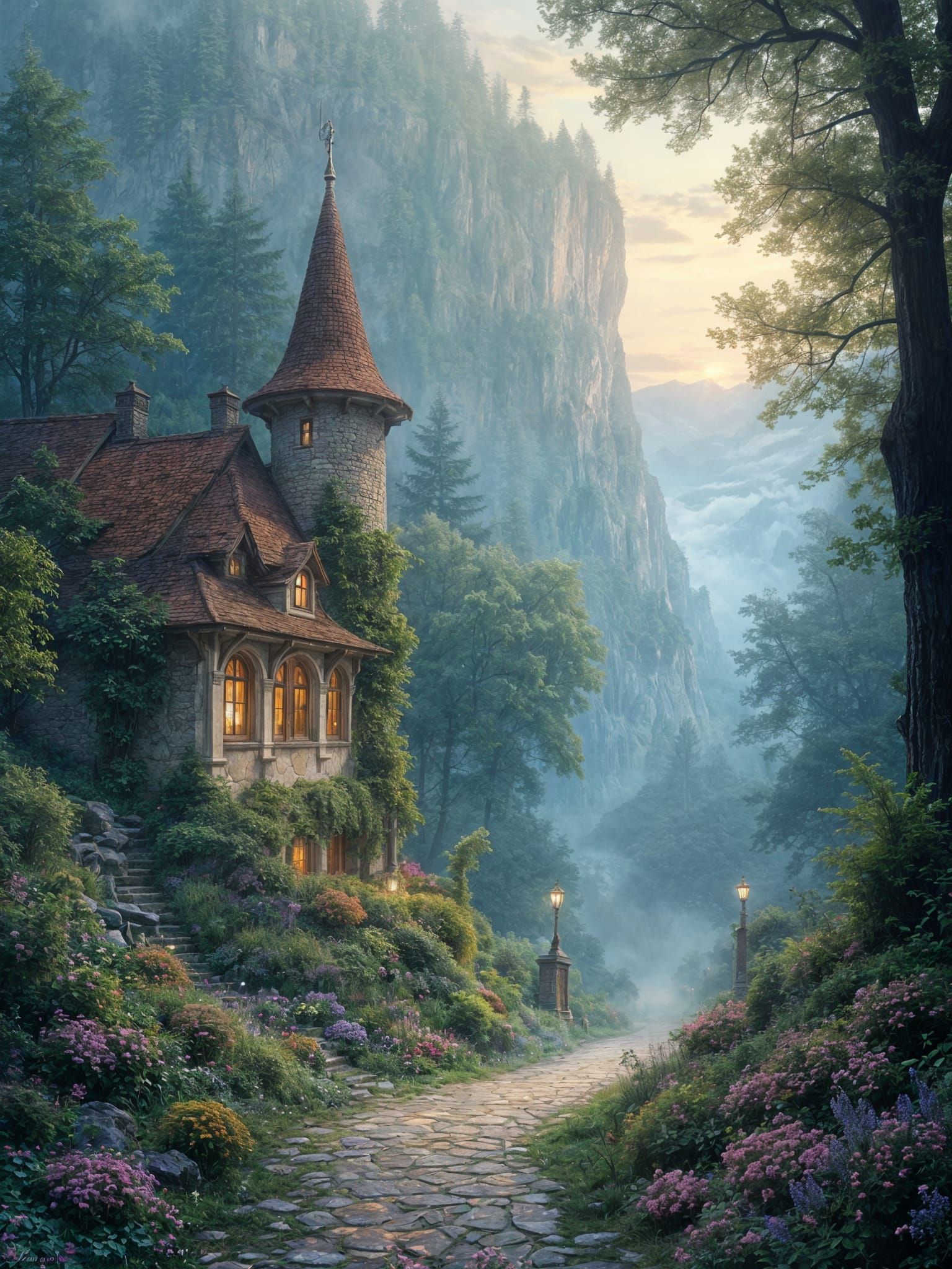 Ethereal Fantasy Landscape in a Whimsical Style