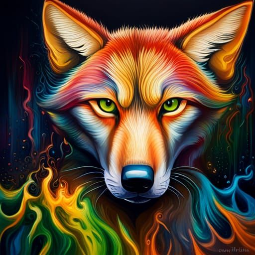Colorful Graffiti Art Coyote in Street Art Style