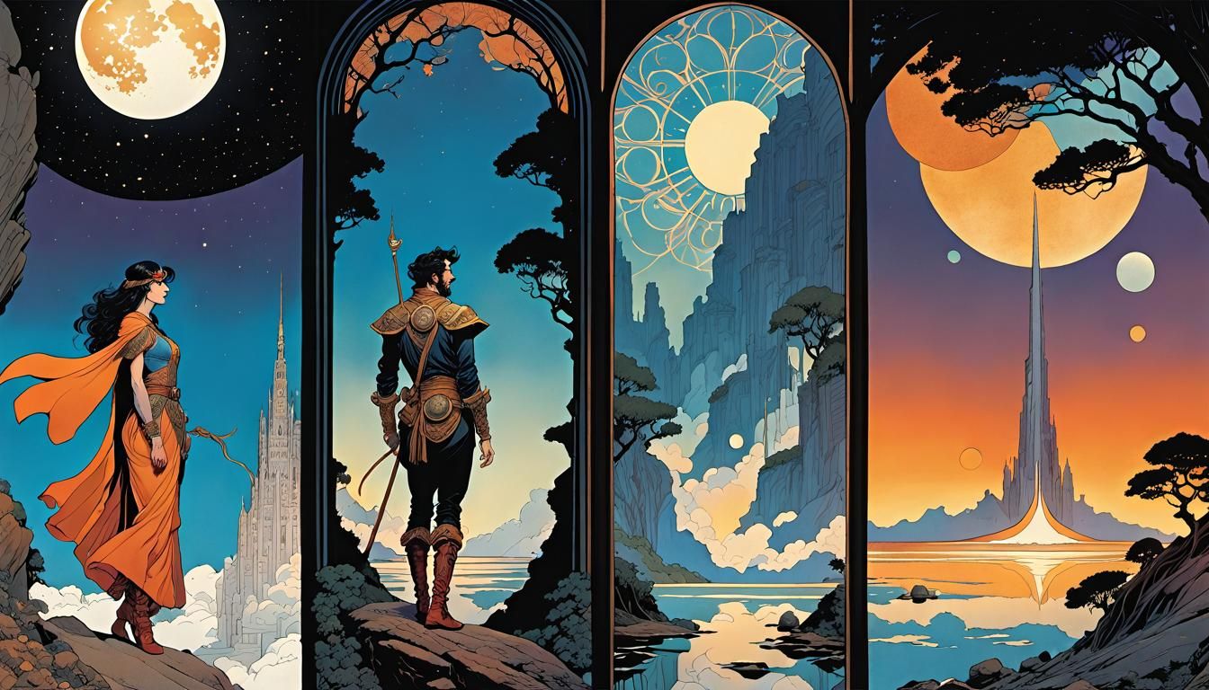 Gynoid Muse-Twins Discover Lost Paradise: Comic Book Art