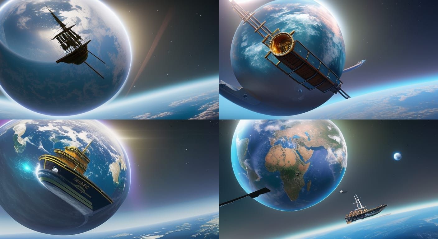 Pirate Ship Soaring Through Space in Octane Render