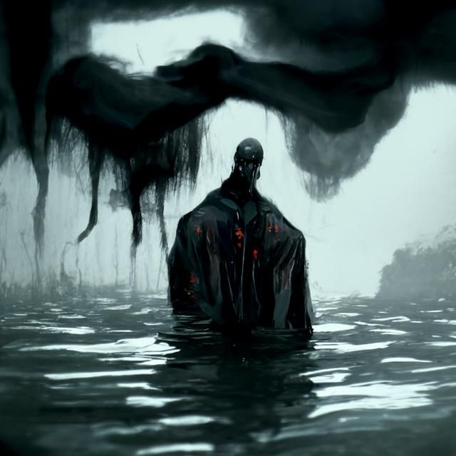 Drowning Man in Dark Water: A Sinister Scene