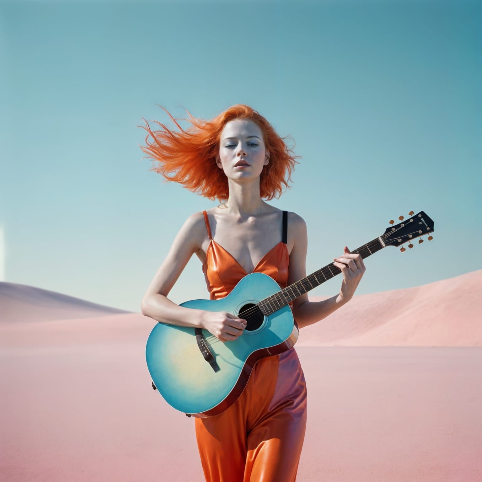 Abstract Rock Star with Opalescent Skin as Oil Painting