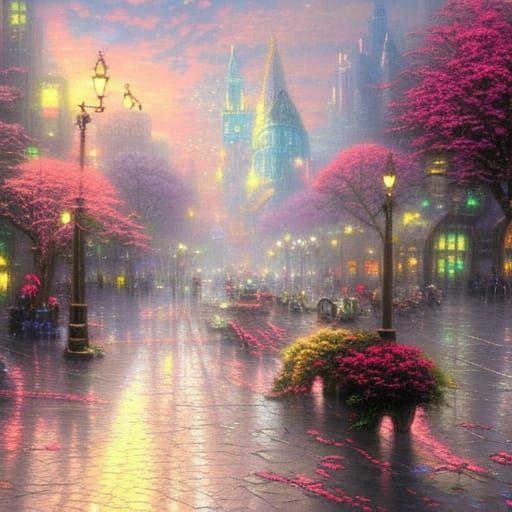 Ethereal Fantasy Cityscape in Luminist Style