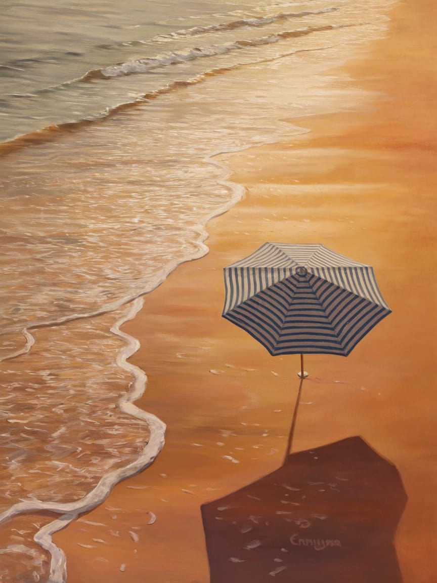 Serene Beach Scene in Edward Hopper Style