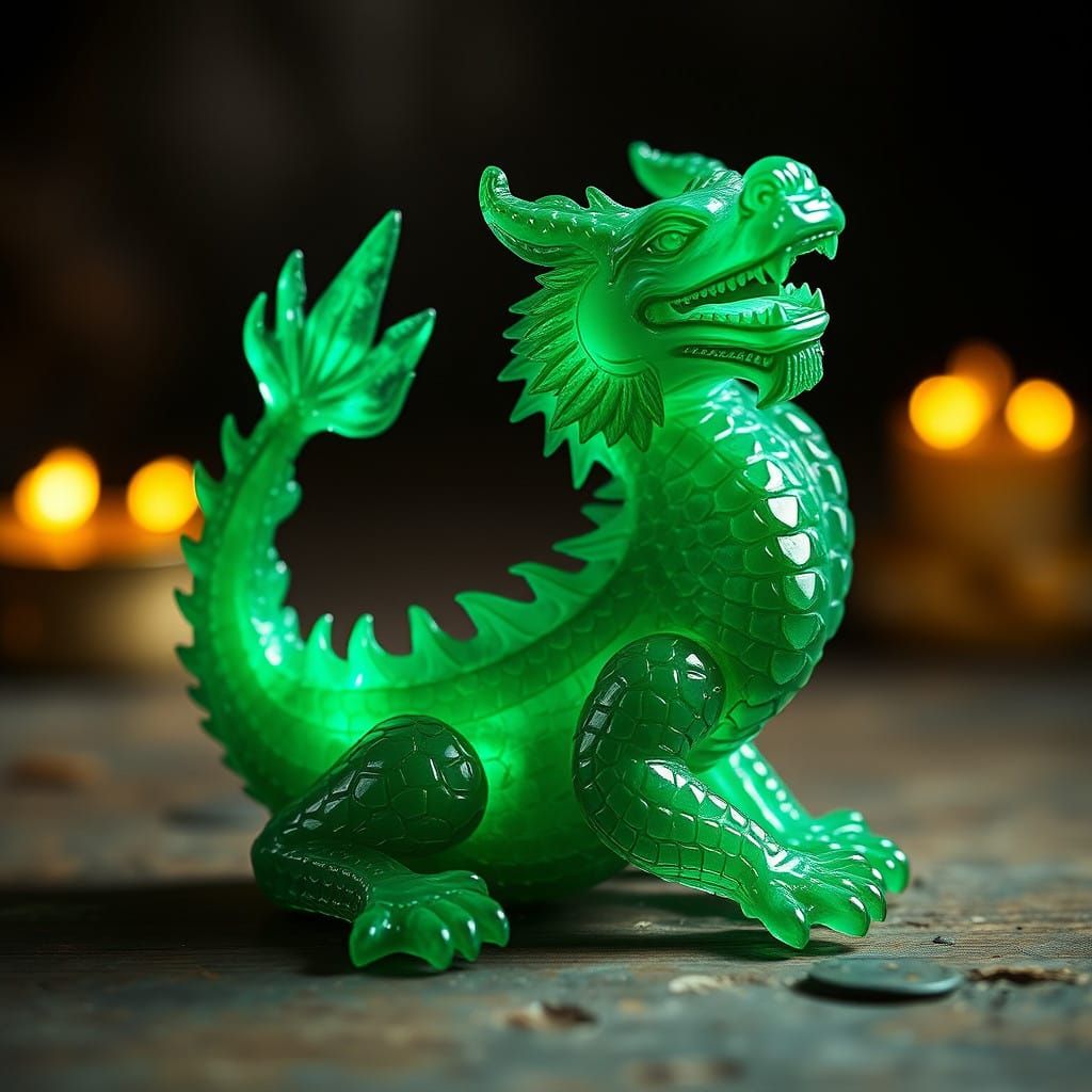 Emerald Dragon Figurine, A Thai Masterpiece