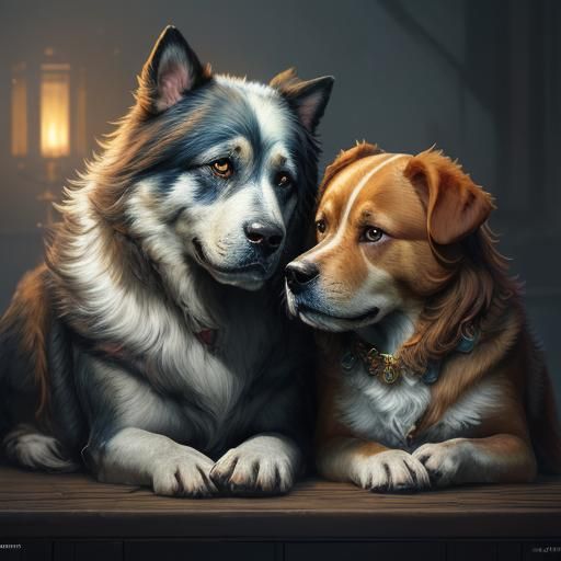 Romantic Dogs in Valentine's Day Portrait