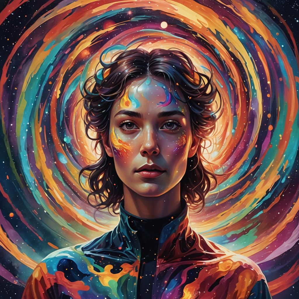 Surreal Human Emerges from Cosmic Vortex